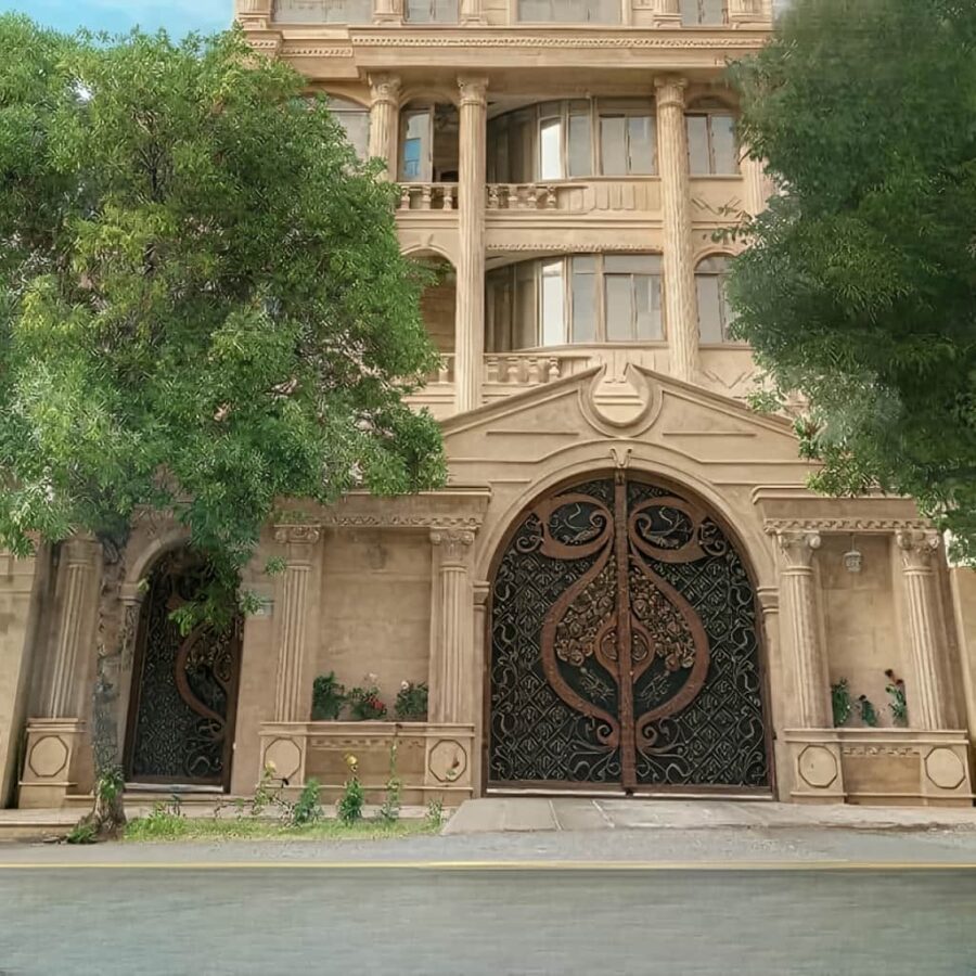 درب فلزی دسته گل لوکس کلاسیک