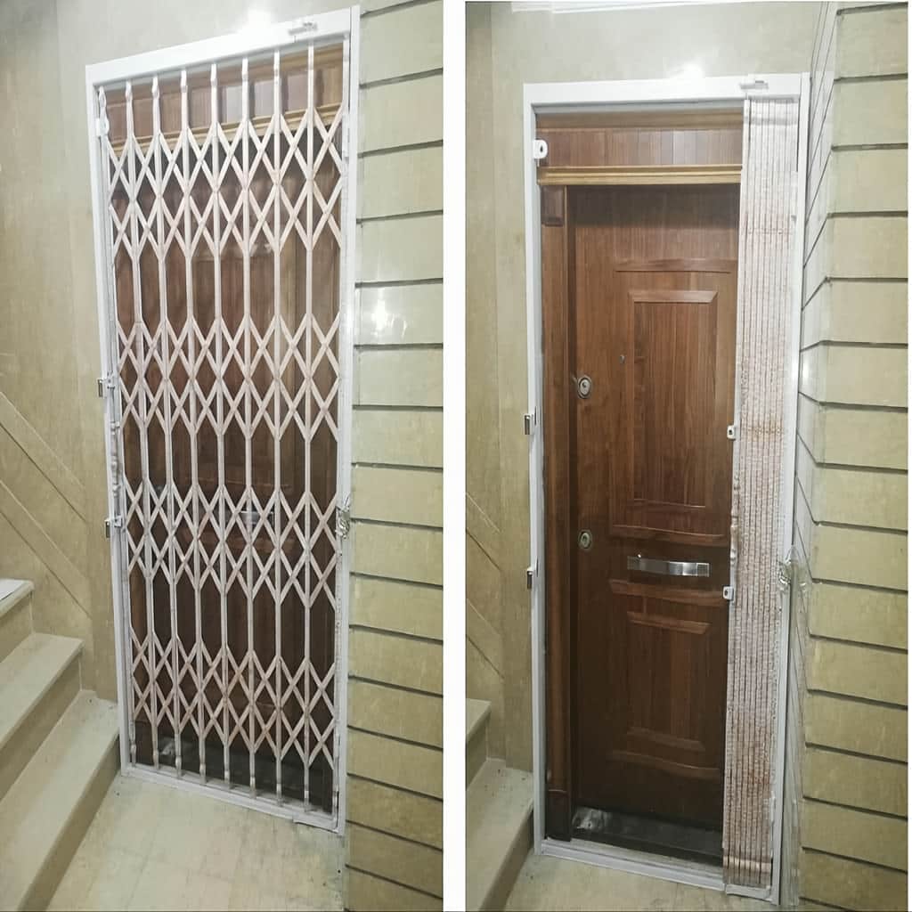تعمیر درب آکاردئونی چهار گل لوزی دارای ریل فرسوده
