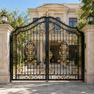 8 مدل درب ویلایی مشکی طلایی ورودی لوکس