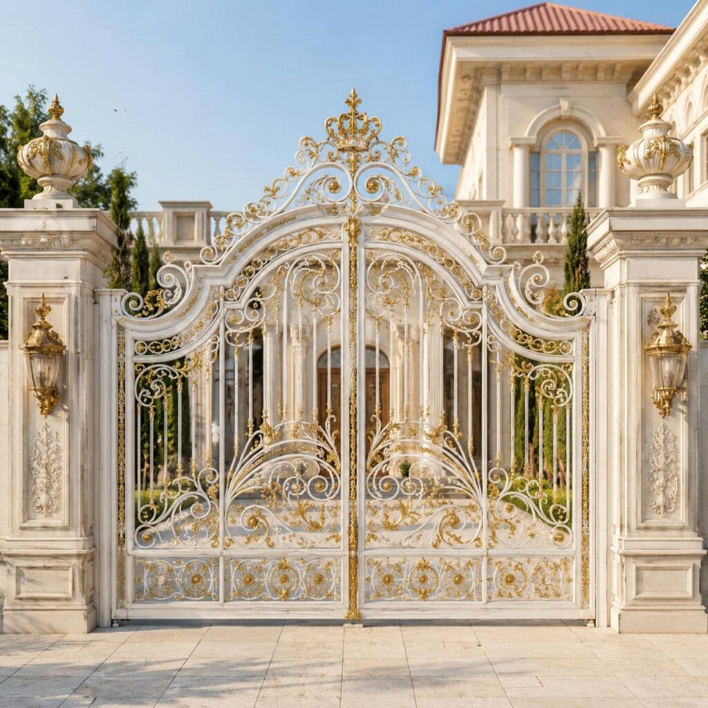 درب فرفورژه نمای رومی نیمهپوشیده برای حفظ حریم