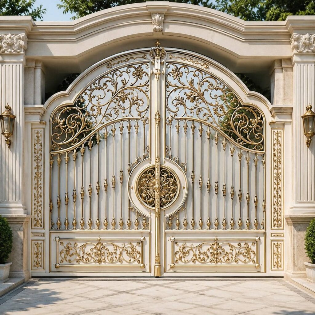 اجرای درب فلزی دو لنگه پارکینگ روی کف شیب‌دار