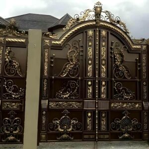 14 مدل درب ساختمان فرفورژه گل دار