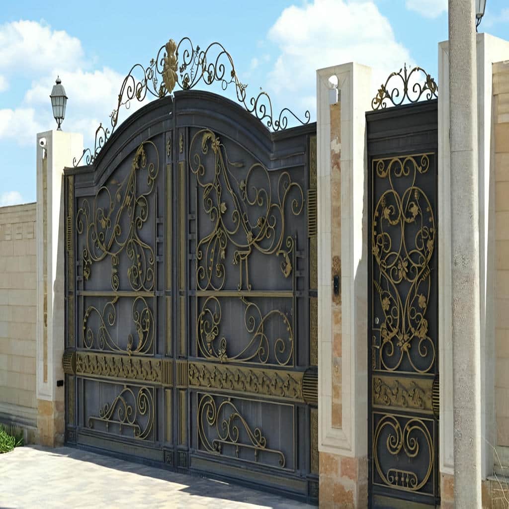 درب ویلایی ترموود با الوار عمودی و کلاف فلزی