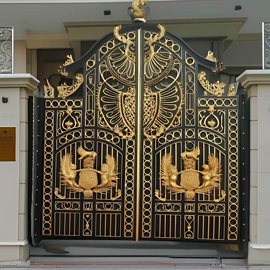 مدل درب ساختمان ساده شاسی فلزی قاب‌دار برای نمای منظم