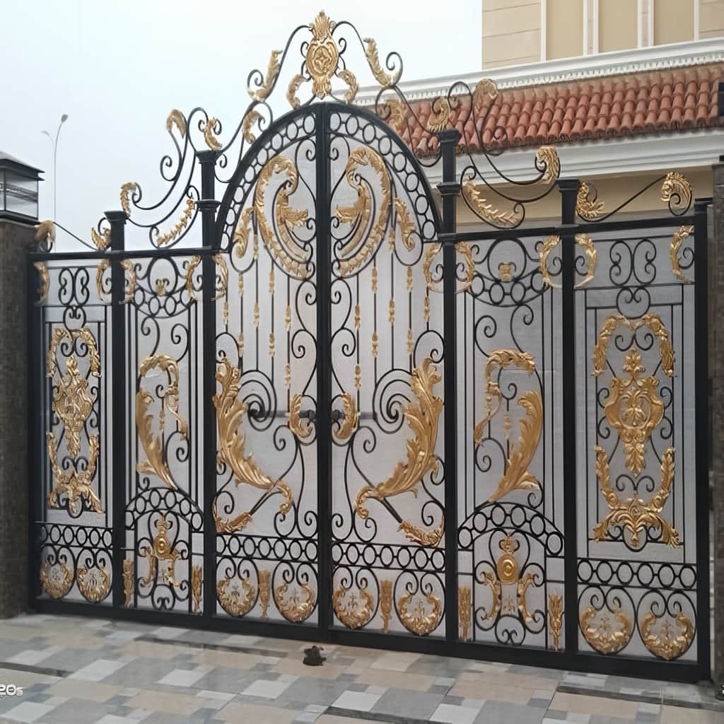 طرح لوور درب پارکینگ آهنی ریلی برای ورودی بادگیر