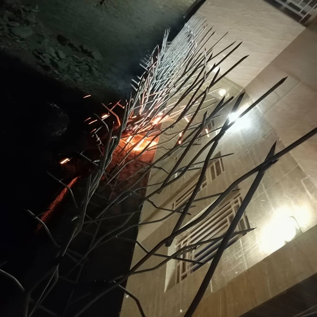 نصب حفاظ دیوار شاخ گوزنی کنار دروازه و تجهیزات ورودی