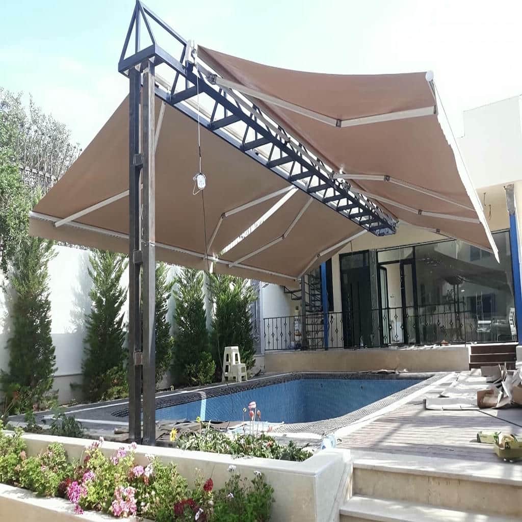 سایبان برقی سفارشی برای محوطه پذیرایی یاسوج
