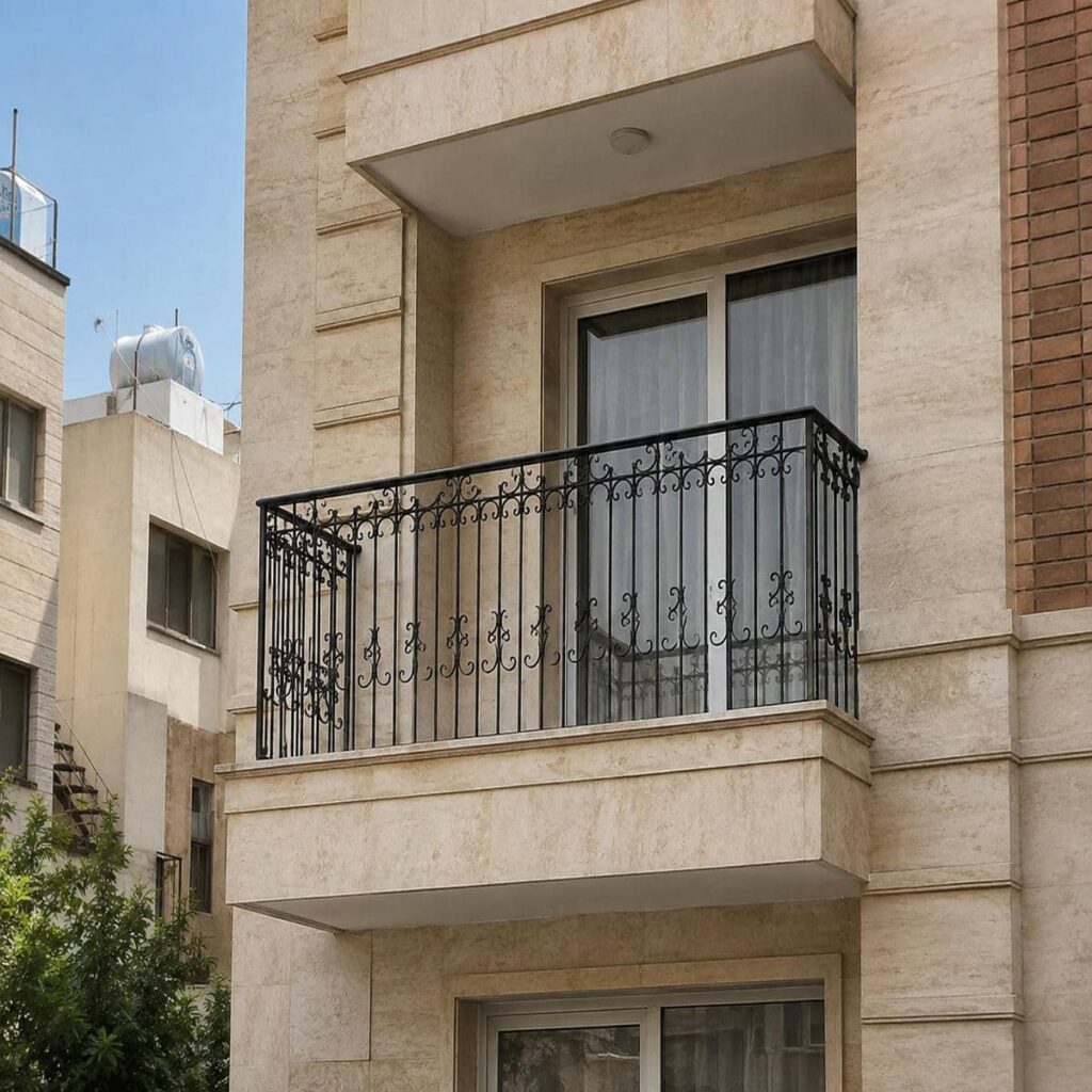 نرده بالکن با خطوط عمودی ساده