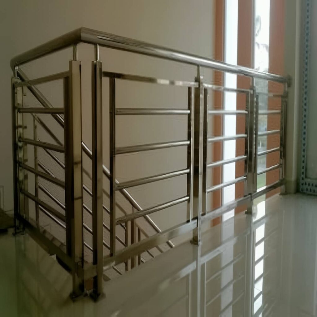 نرده راه پله استیل با دستگیره ساده