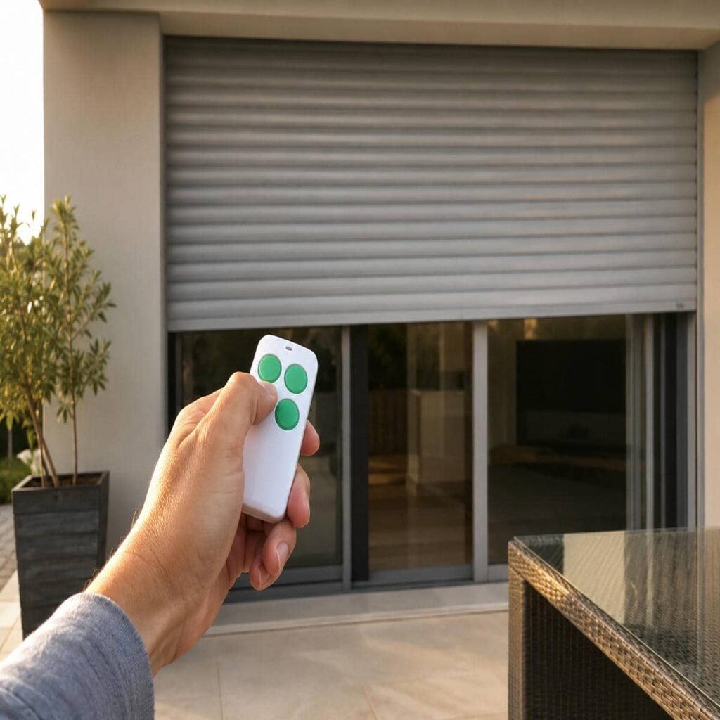 کرکره اتوماتیک با تیغه خاکستری و سطح یکدست